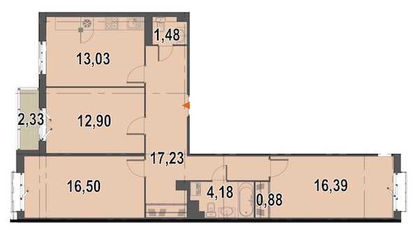 Трехкомнатная квартира в Инвестторг: площадь 84.5 м2 , этаж: 8 – купить в Санкт-Петербурге